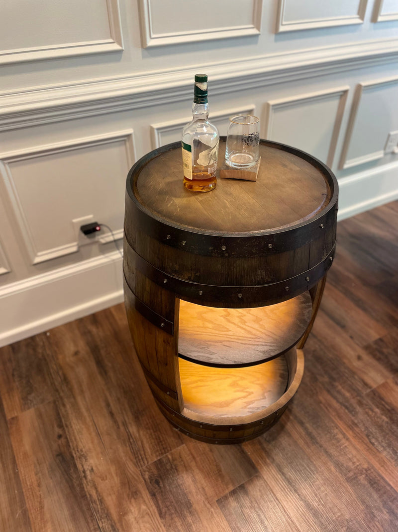 Open Face Whiskey Barrel Cabinet
