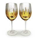 Gold Pine Tree Wine Glasses by Jersey Art Glass