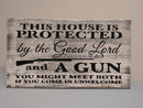 MINI "THIS HOUSE IS PROTECTED" GUN CONCEALMENT WALL ART