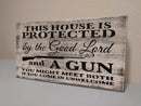 MINI "THIS HOUSE IS PROTECTED" GUN CONCEALMENT WALL ART