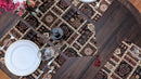 DaDalogy Bedding Elegant Woven Mughal Floral Tapestry Table Runner, Dark Noir Botanical Vintage Fleur (18197)