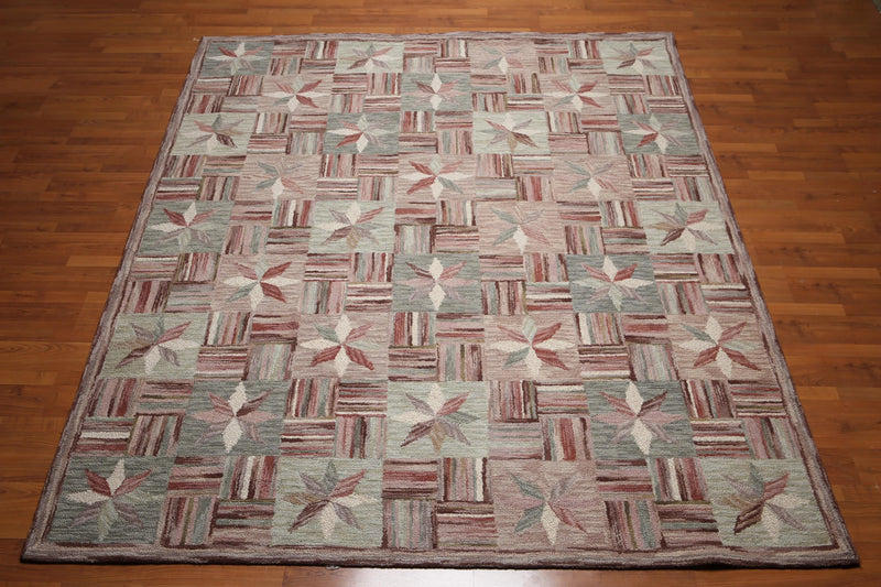 8'x10' Beige, Rust, Gray, Rose, Multi Color Hand Tufted Oriental Wool Rug