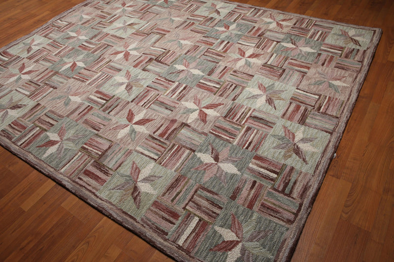 8'x10' Beige, Rust, Gray, Rose, Multi Color Hand Tufted Oriental Wool Rug