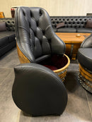 Luxury Whiskey & Wine Barrel Captain Chair — Memory Foam, Brown Upholstery (October Pre-Order)