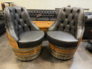 Luxury Whiskey & Wine Barrel Captain Chair — Memory Foam, Brown Upholstery (October Pre-Order)