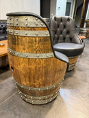 Luxury Whiskey & Wine Barrel Captain Chair — Memory Foam, Brown Upholstery (October Pre-Order)