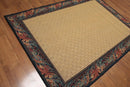 5x7 Gold Machine made French Aubusson 100% Wool Oriental Area Rug