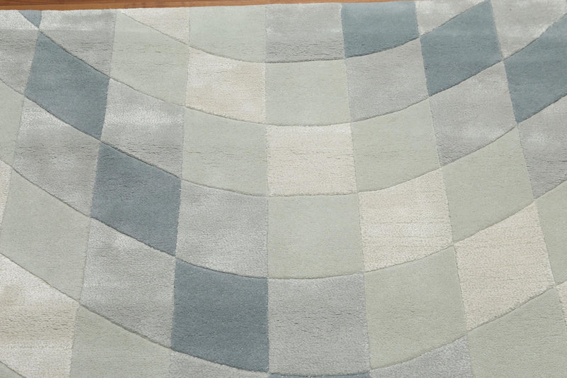 5' x 7'6" Handmade Modern Area rug Wool & viscose Sea foam