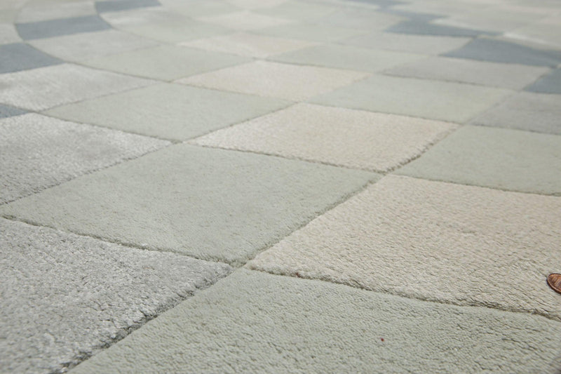 5' x 7'6" Handmade Modern Area rug Wool & viscose Sea foam