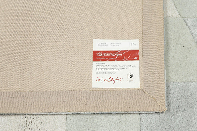 5' x 7'6" Handmade Modern Area rug Wool & viscose Sea foam