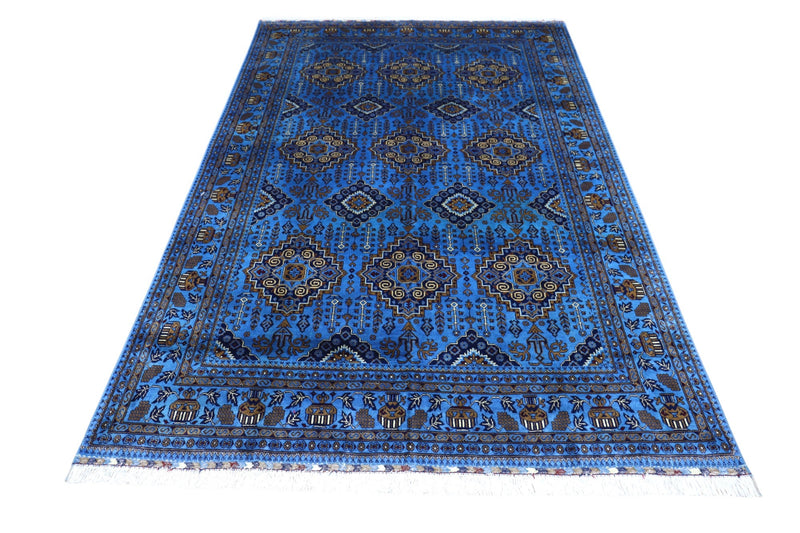 Hand-Knotted Afghani Zerkhaki Wool Rug – 6’7″  x  9’3″