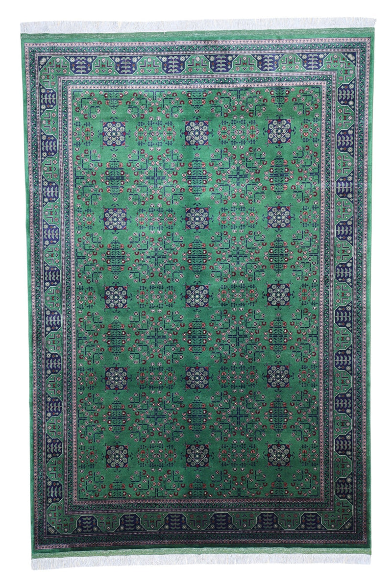 Hand-Knotted Afghani Bukharayi Wool Rug – 6’7″  x  9’9″