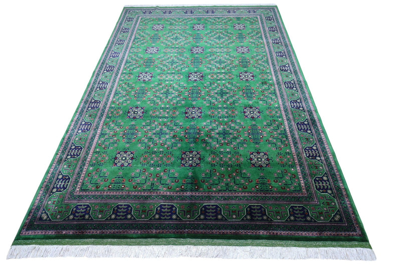 Hand-Knotted Afghani Bukharayi Wool Rug – 6’7″  x  9’9″