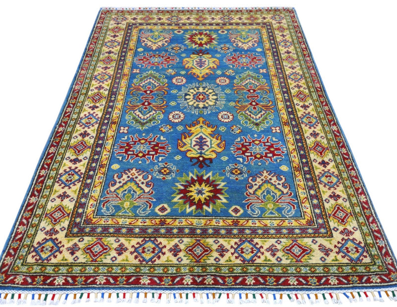 Hand-Knotted Afghani Kazak Wool Rug – 3’11″  x  6’0″