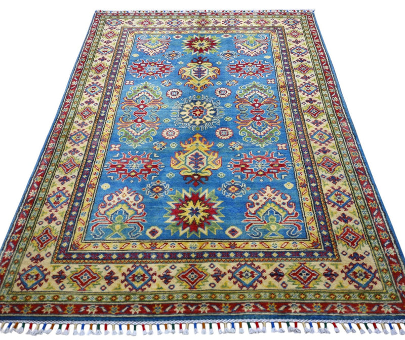 Hand-Knotted Afghani Kazak Wool Rug – 3’11″  x  6’0″