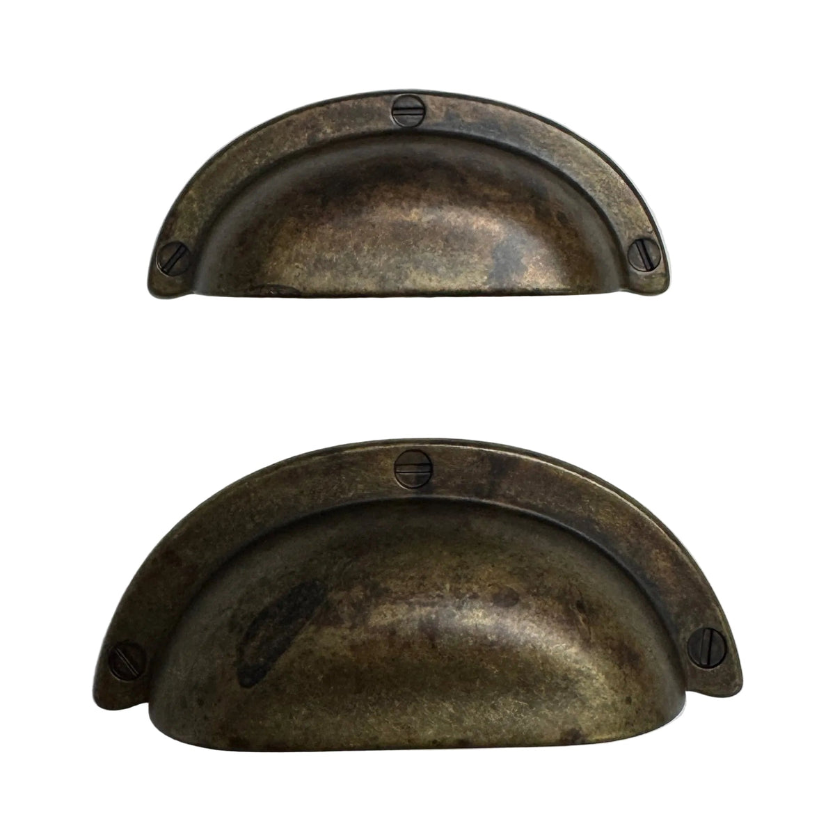 Drawer Cup Pulls "Amalfi" in Worn Brass, photo 2 of 9