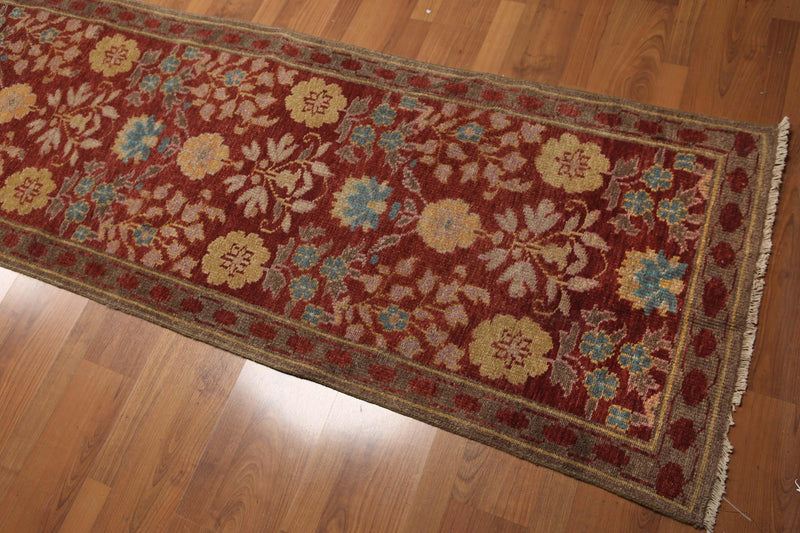 2'6" x 16' Runner Hand knotted Turkish Oushak Vegetable Dyed wool Area rug Rust