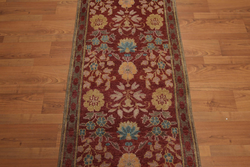 2'6" x 16' Runner Hand knotted Turkish Oushak Vegetable Dyed wool Area rug Rust
