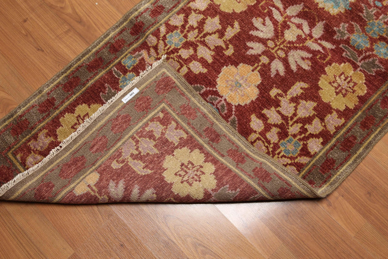 2'6" x 16' Runner Hand knotted Turkish Oushak Vegetable Dyed wool Area rug Rust