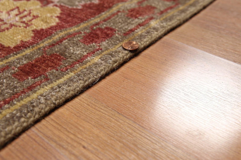 2'6" x 16' Runner Hand knotted Turkish Oushak Vegetable Dyed wool Area rug Rust