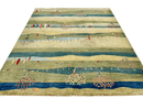 Scenic Afghan Gabbeh (8'02"x9'06") greens/blues