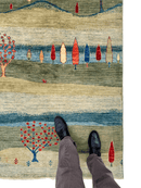 Scenic Afghan Gabbeh (8'02"x9'06") greens/blues