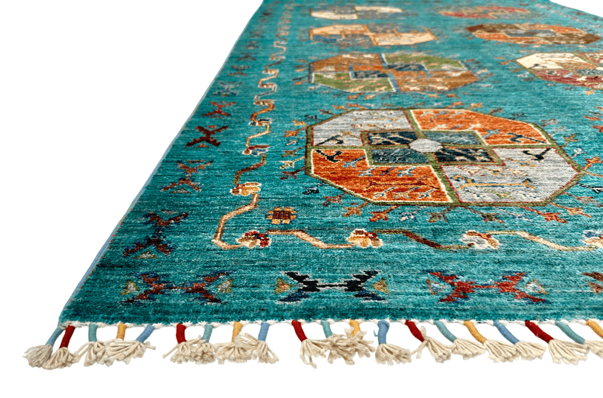 Afghan Ersari (4'01"x6'02") turquoise/multicolor, photo 3 of 10
