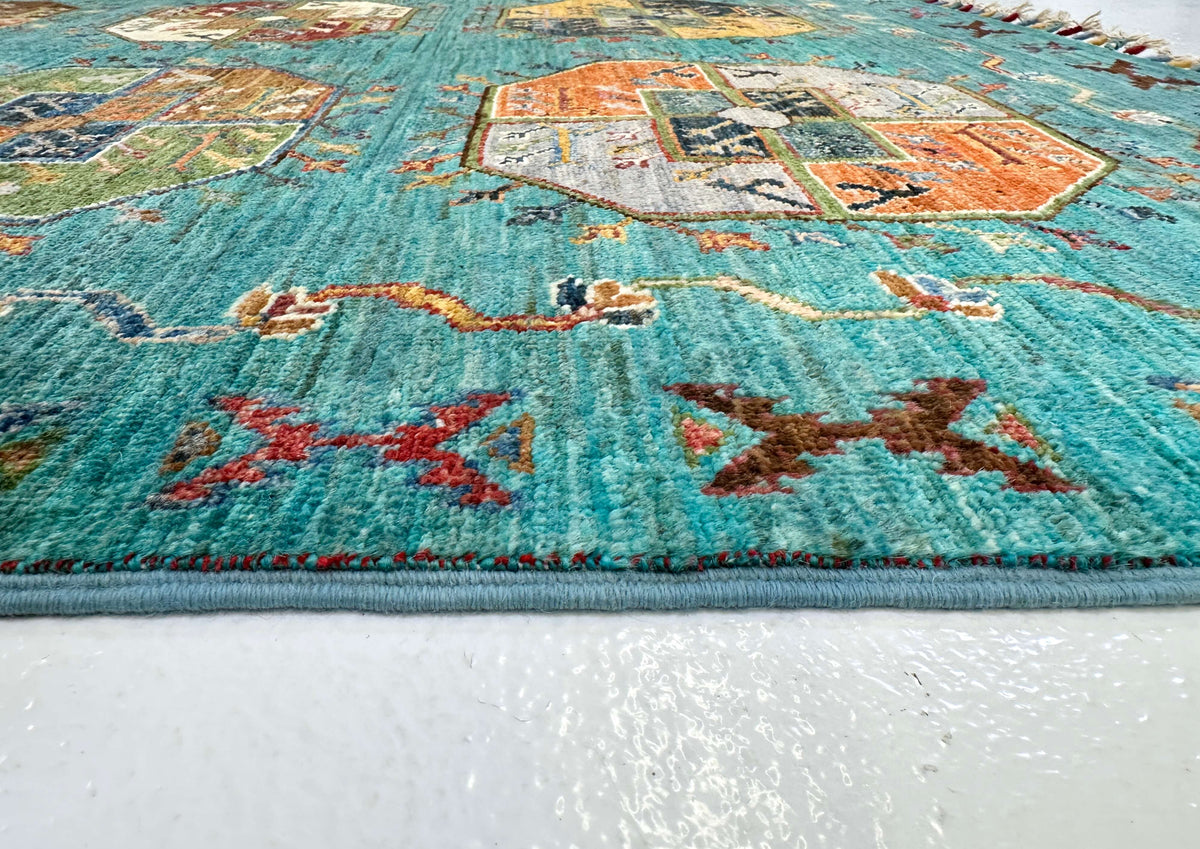 Afghan Ersari (4'01"x6'02") turquoise/multicolor, photo 4 of 10