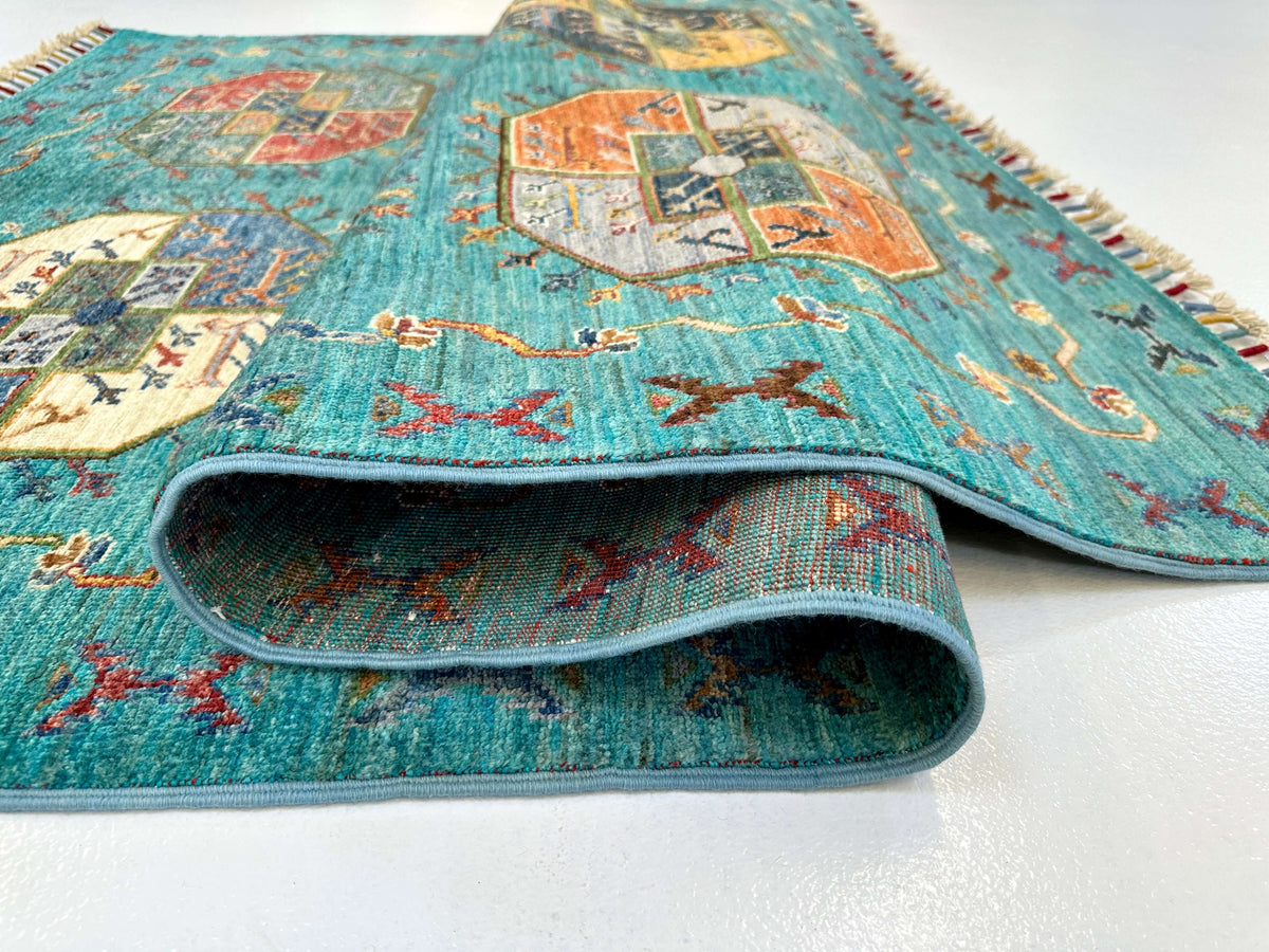 Afghan Ersari (4'01"x6'02") turquoise/multicolor, photo 5 of 10
