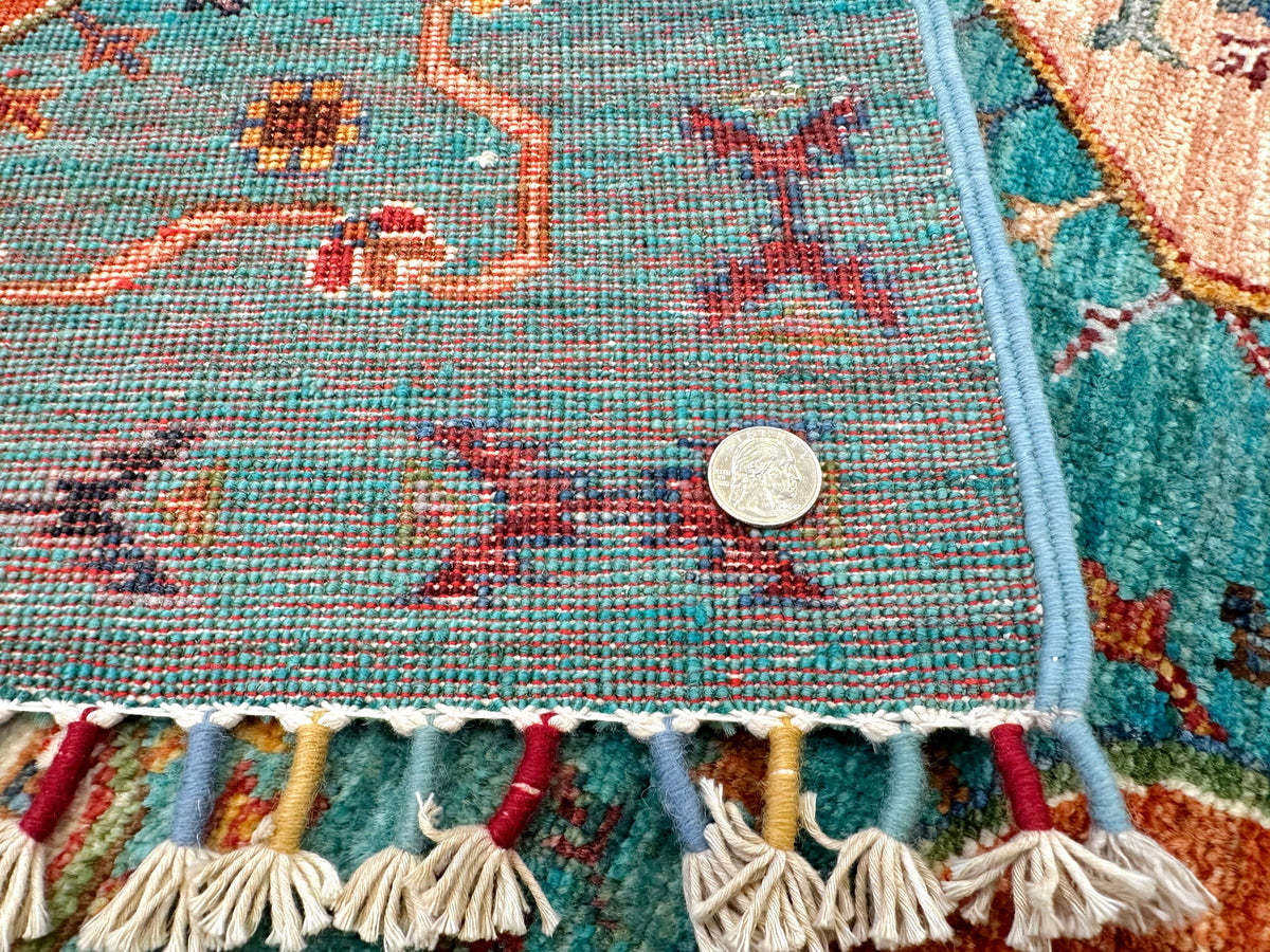 Afghan Ersari (4'01"x6'02") turquoise/multicolor, photo 8 of 10