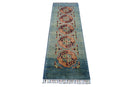 Hand-Knotted Kazak Afghani Wool Rug I Green 2' x 5'7"