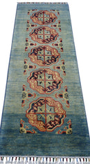 Hand-Knotted Afghani Kazak Wool Rug – 2’1″  x  5’7″