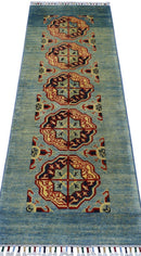 Hand-Knotted Afghani Kazak Wool Rug – 2’1″  x  5’7″