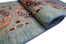 Hand-Knotted Kazak Afghani Wool Rug I Green 2' x 5'7"