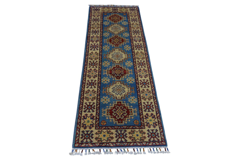 Hand-Knotted Afghani Kazak Wool Rug – 2’0″  x  5’10″