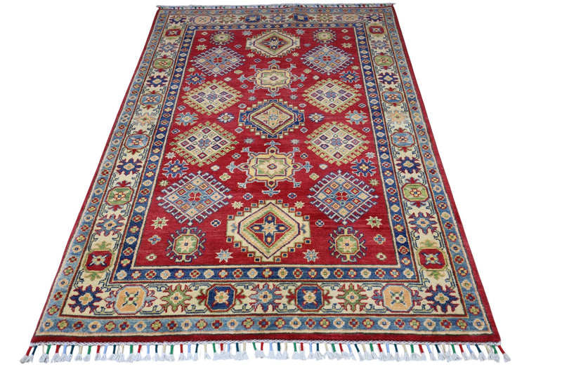 Hand-Knotted Afghani Kazak Wool Rug – 3’10″  x  6’0″