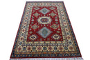 Hand-Knotted Afghani Kazak Wool Rug – 4’10″  x  6’6″