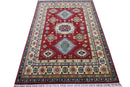 Hand-Knotted Afghani Kazak Wool Rug – 4’10″  x  6’6″
