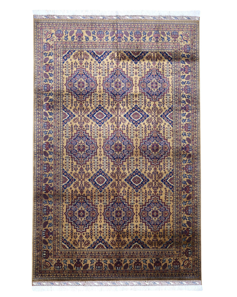 Hand-Knotted Afghani Zerkhaki Wool Rug – 6’7″  x  10’2″