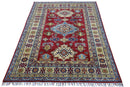 Hand-Knotted Afghani Kazak Wool Rug – 4’9″  x  6’8″