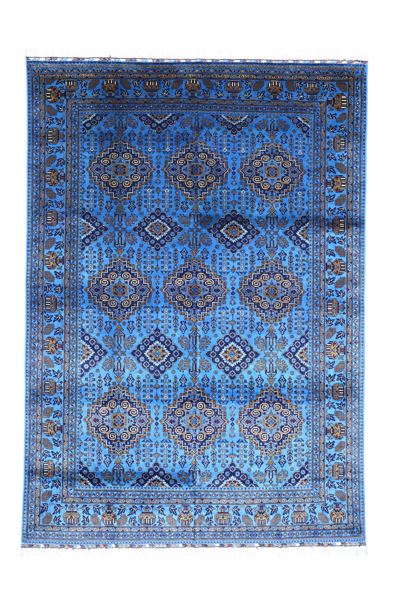 Hand-Knotted Afghani Zerkhaki Wool Rug – 6’7″  x  9’3″