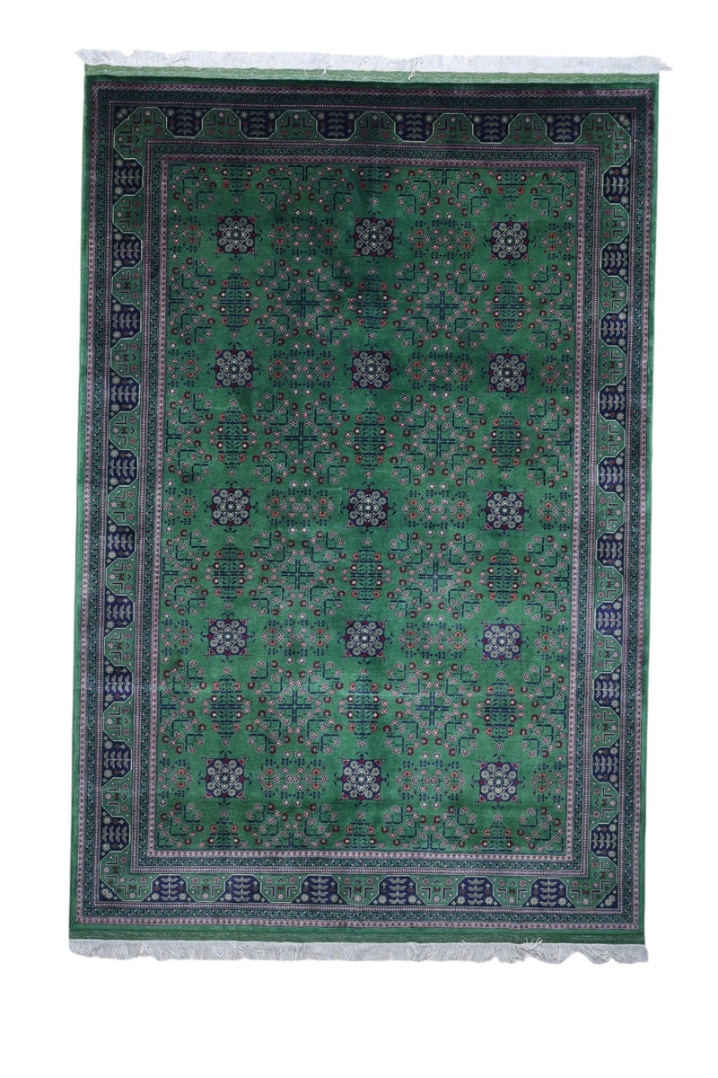 Hand-Knotted Afghani Bukharayi Wool Rug – 6’7″  x  9’9″