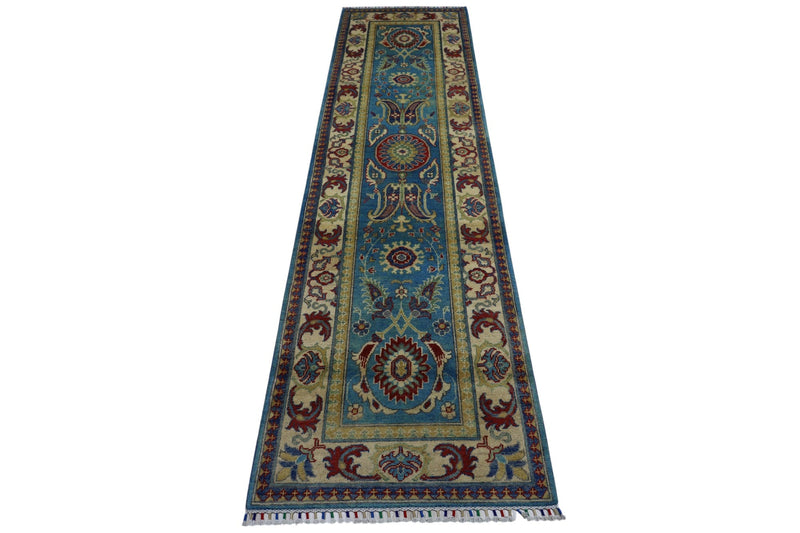 Hand-Knotted Afghani Kazak Wool Rug – 2’8″  x  9’9″