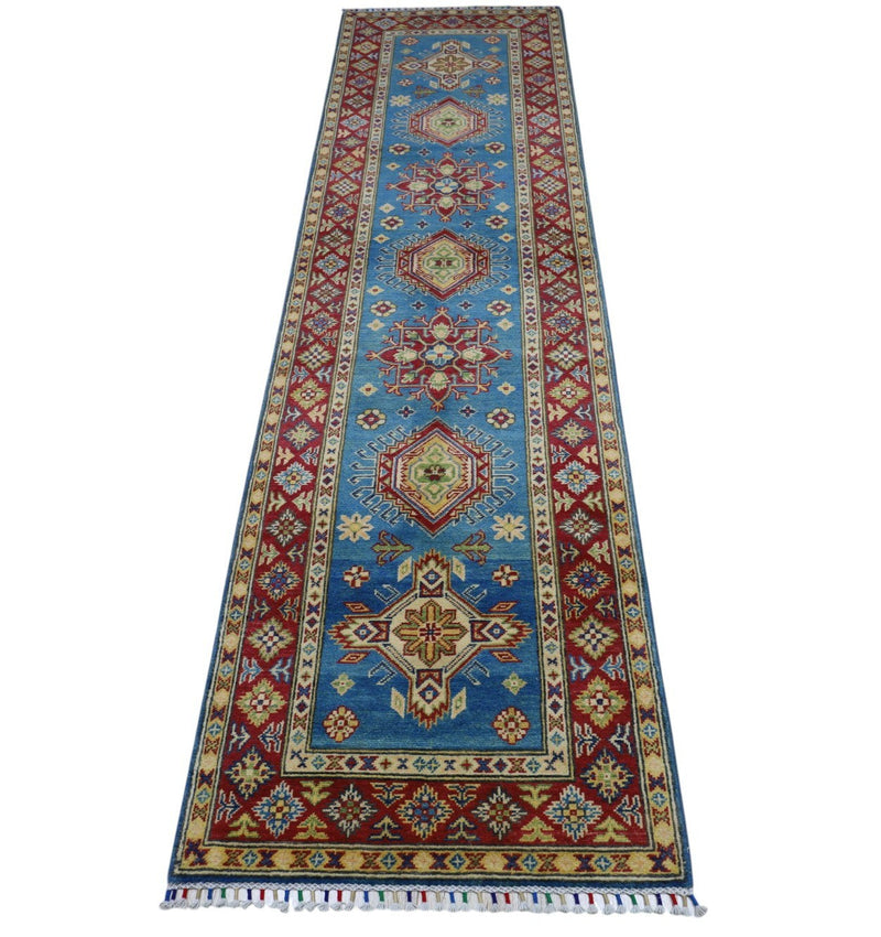 Hand-Knotted Afghani Kazak Wool Rug – 2’9″  x  9’9″
