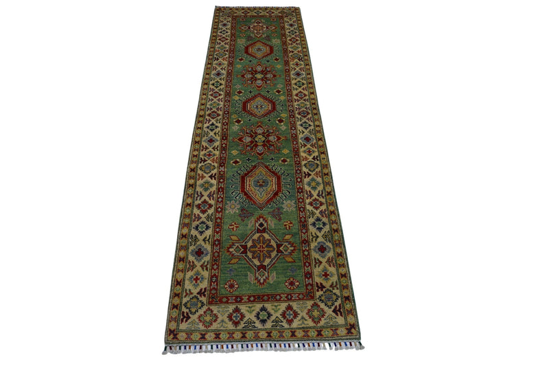 Hand-Knotted Afghani Kazak Wool Rug – 2’9″  x  9’2″