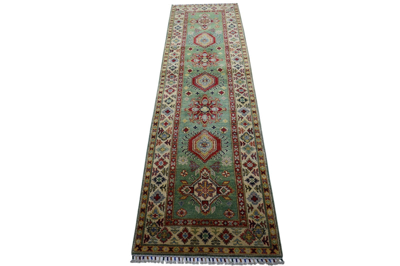 Hand-Knotted Afghani Kazak Wool Rug – 2’9″  x  9’2″