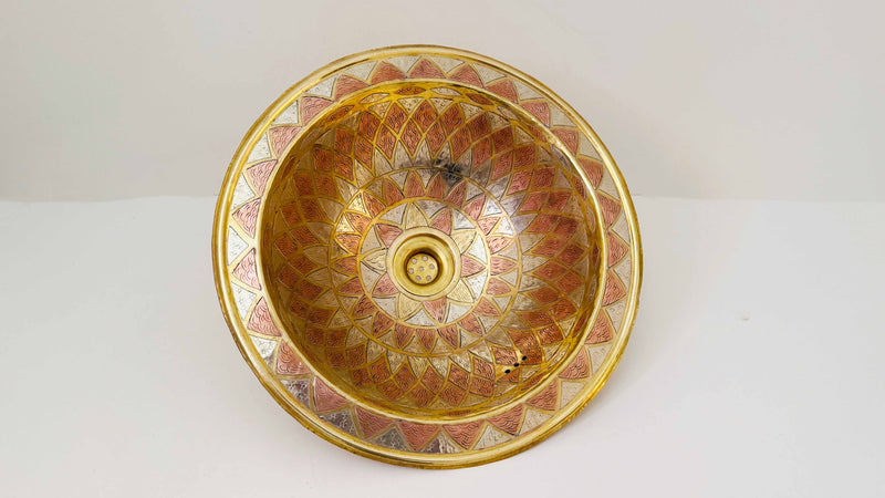 Round Bathroom Sink - Moroccan Copper & Brass Sink