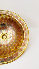 Round Bathroom Sink - Moroccan Copper & Brass Sink