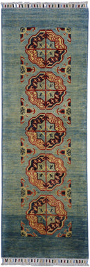 Hand-Knotted Afghani Kazak Wool Rug – 2’1″  x  5’7″