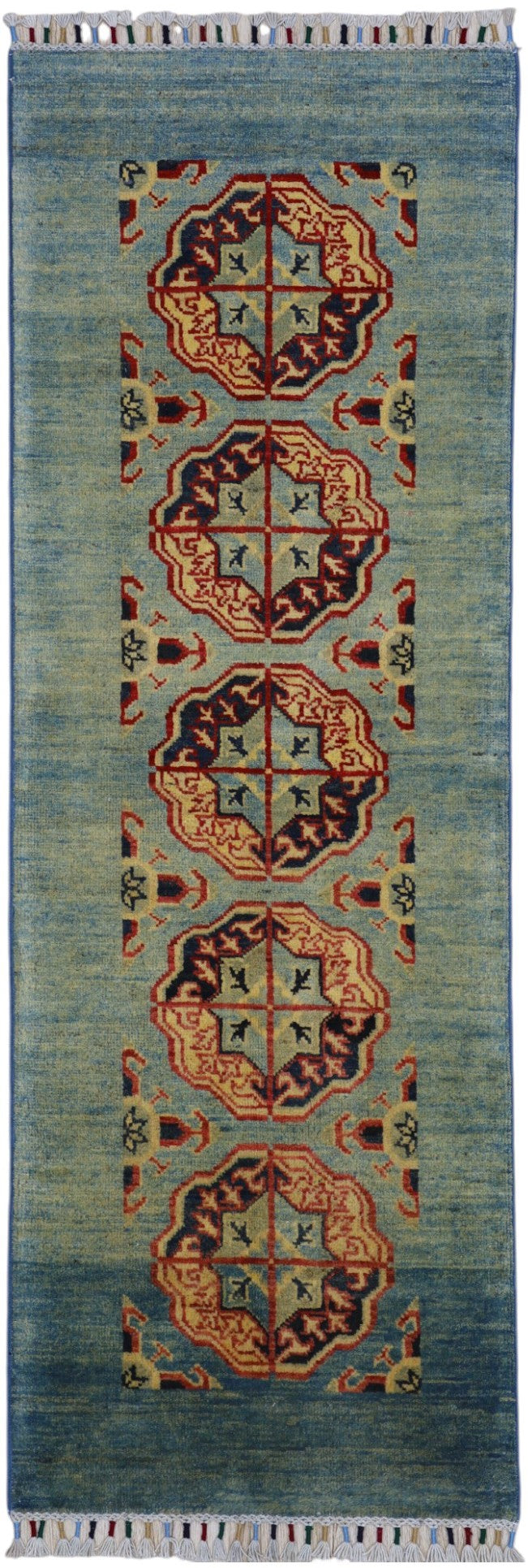 Hand-Knotted Afghani Kazak Wool Rug – 2’1″  x  5’7″
